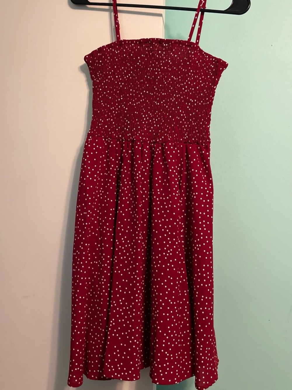 SHEIN Red Polka Dot Smocked Mini Sundress